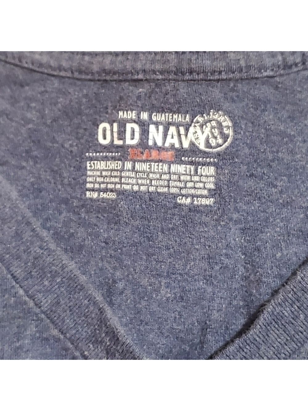 Old Navy V Neck Heather Smokey Blue Cotton Short Sleeve T-Shirt Size XL - Picture 4 of 4